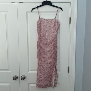 Bardot Floral Ruched Midi Dress